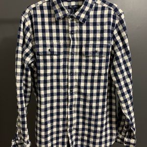 Navy and White GAP Flannel Shirt